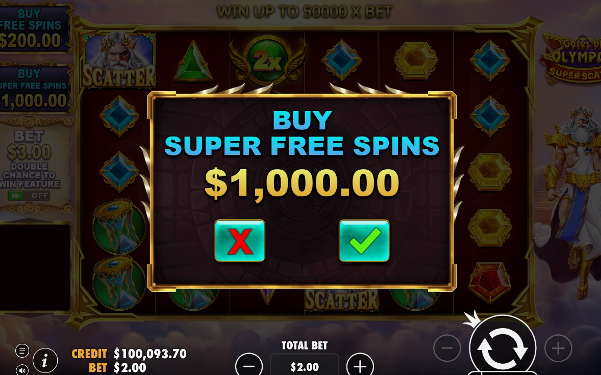 Super Free Spins with indigo-violet background and lightning