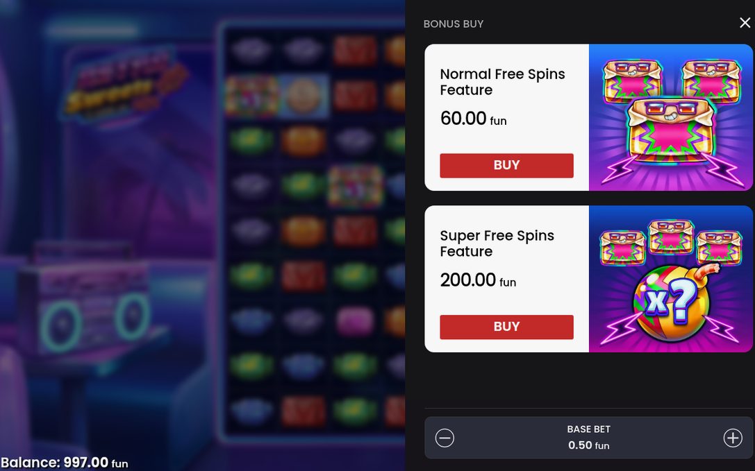 Bonus round screen of Retro Sweets