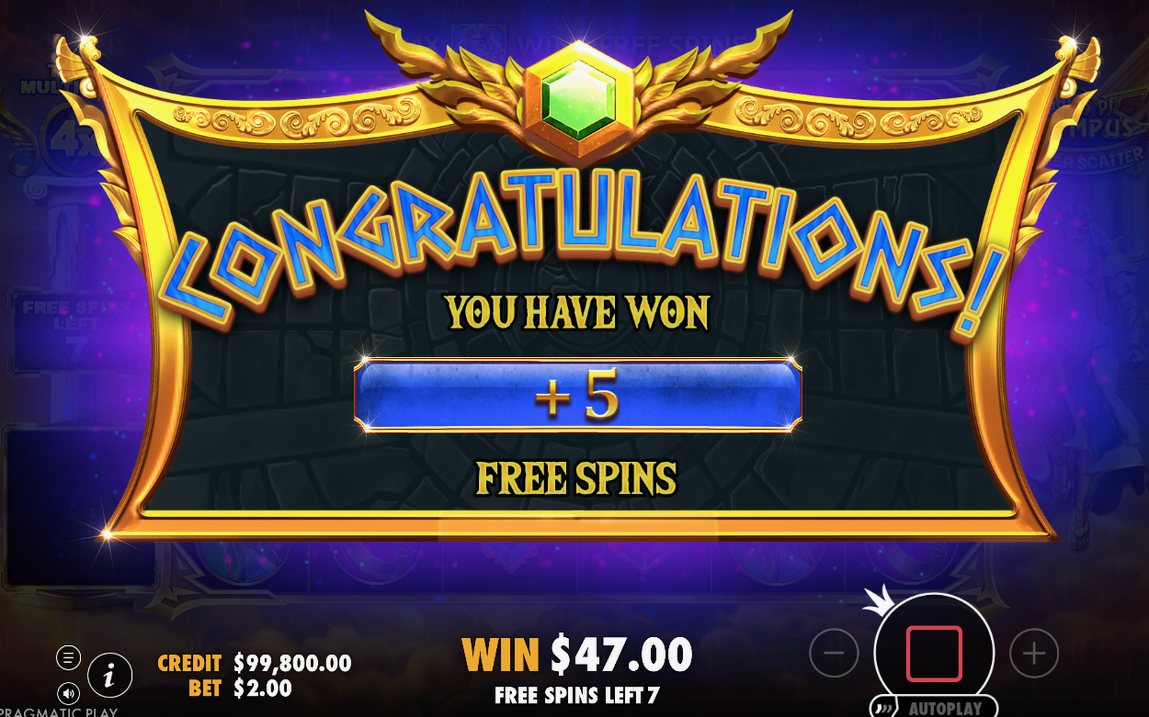 Free Spins screen where the total multiplier builds